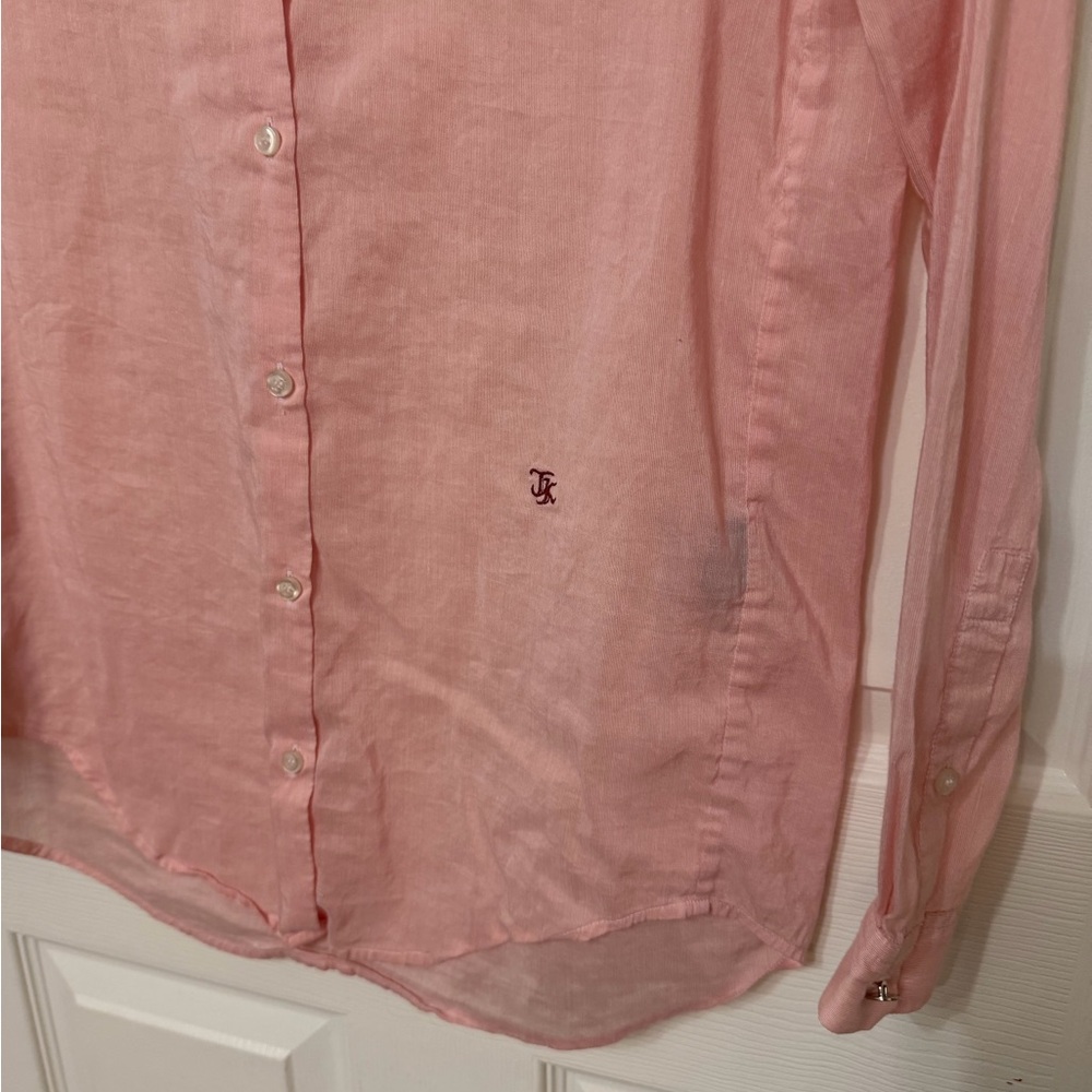 THE‎ KOOPLES pink button up subtle stripe button down shirt size small - Picture 7 of 7